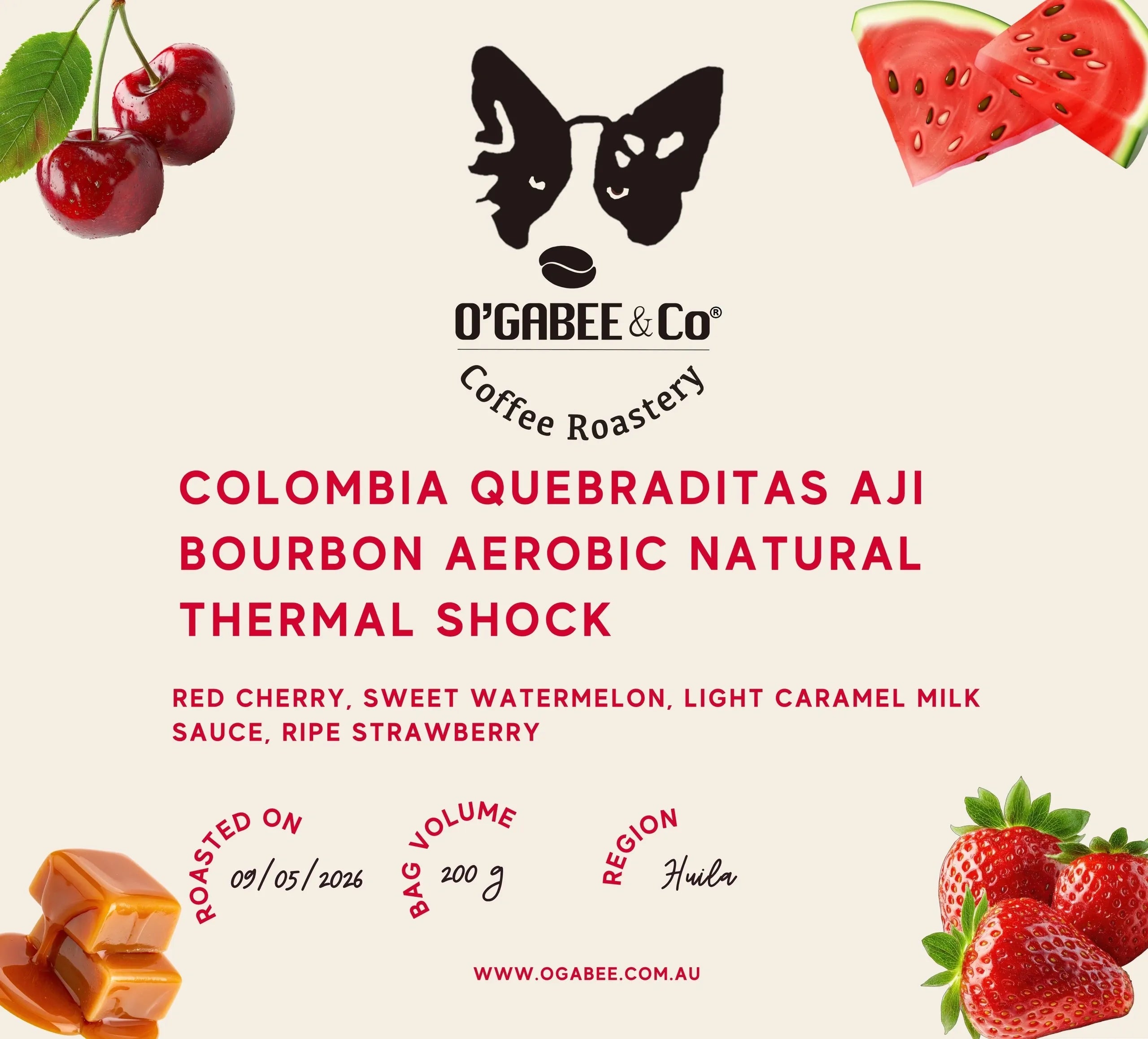 Colombia Quebraditas Aji Bourbon Aerobic Natural Thermal Shock - O'GaBee & Co Coffee Roastery