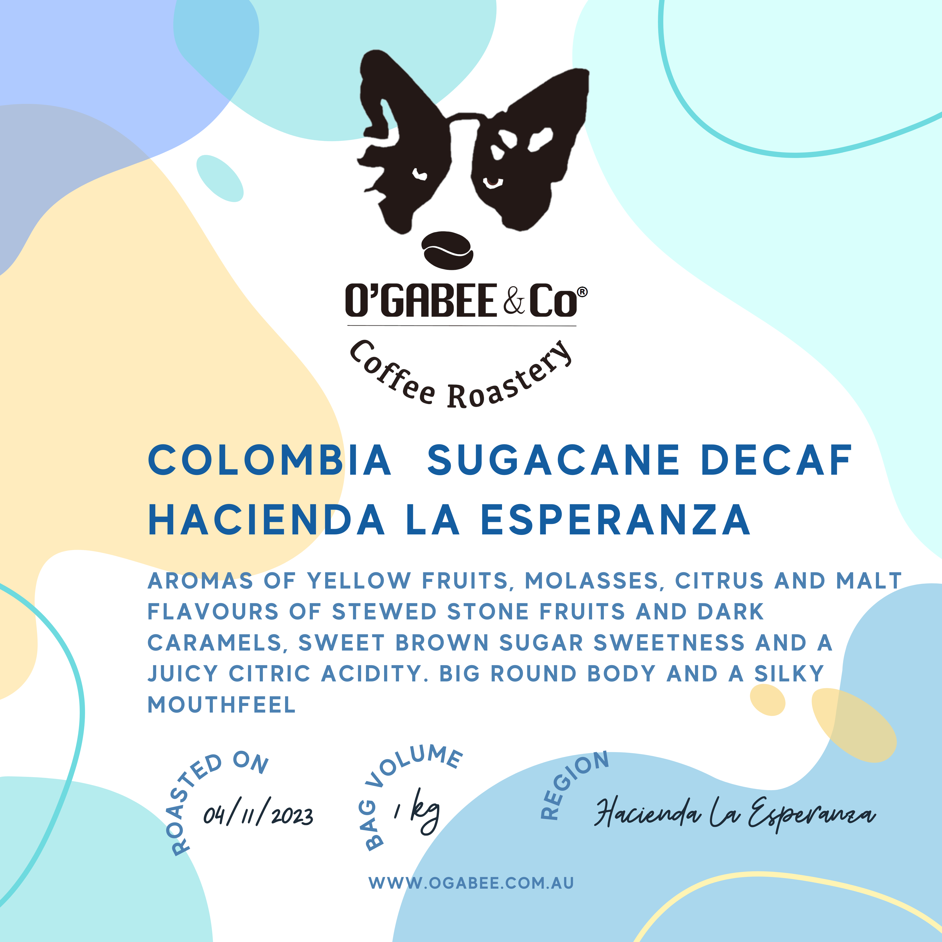 Colombia Sugarcane Decaf Hacienda La Esperanza - O'GaBee & Co Coffee Roastery